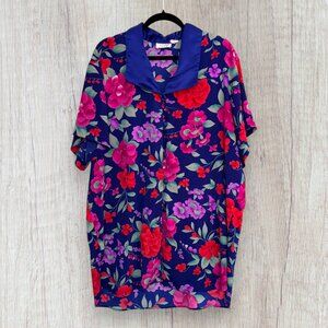 Victoria’s Secret Floral Satin Nightgown Button Front Vintage Sleep Dress M/L